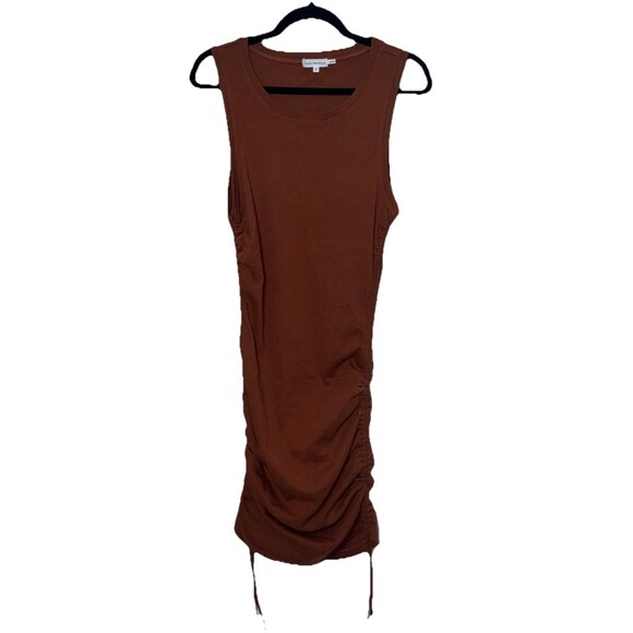 GOOD AMERICAN Ruched Bodycon Tank Dress SZ 3 Rust Brown Casual Summer MSRP $129 - Picture 2 of 8